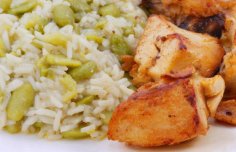 Portuguese Fava Beans Rice with Fried Chicken Recipe