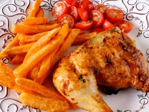 Piri Piri Chicken with Crispy Sweet Potato Fries Recipe