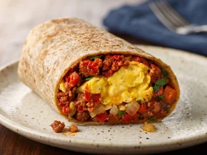 Portuguese Breakfast Chouriço and Egg Burrito Recipe