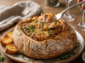 Portuguese Stuffed Bread with Cheesy Chouriço Dip Recipe