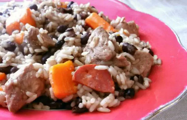 Pork Meat Rice with Black Beans Recipe