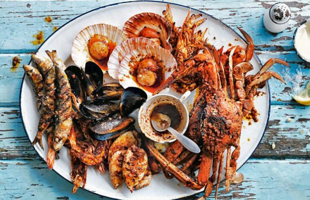 Portuguese Barbecued Seafood Platter Recipe