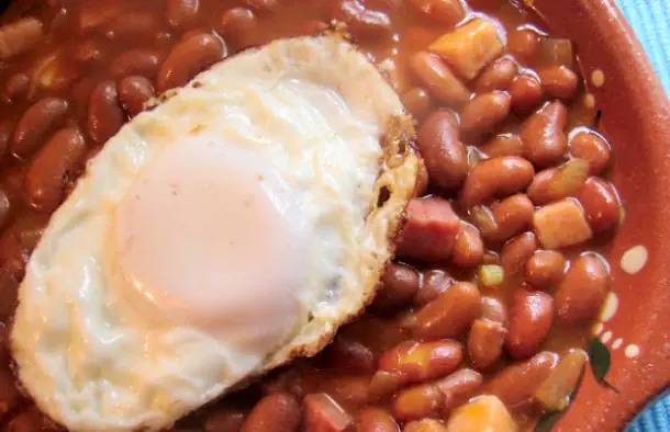 Beans with Bacon and Fried Egg Recipe