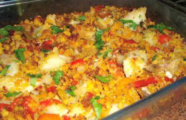 Cod with Corn Bread and Chouriço Recipe