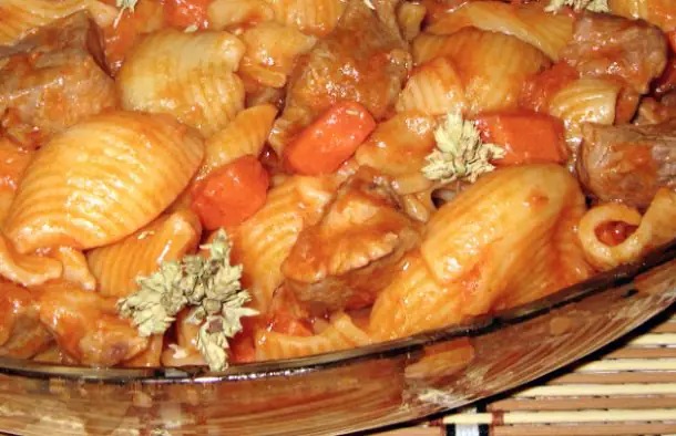 Portuguese-Style Shell Pasta and Pork Stew Recipe