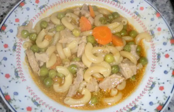 Healthy Meat, Pasta and Pea Soup Recipe