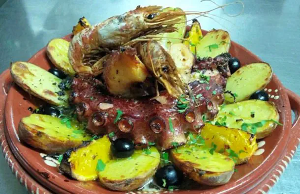 Baked Octopus with Shrimp Meal Recipe